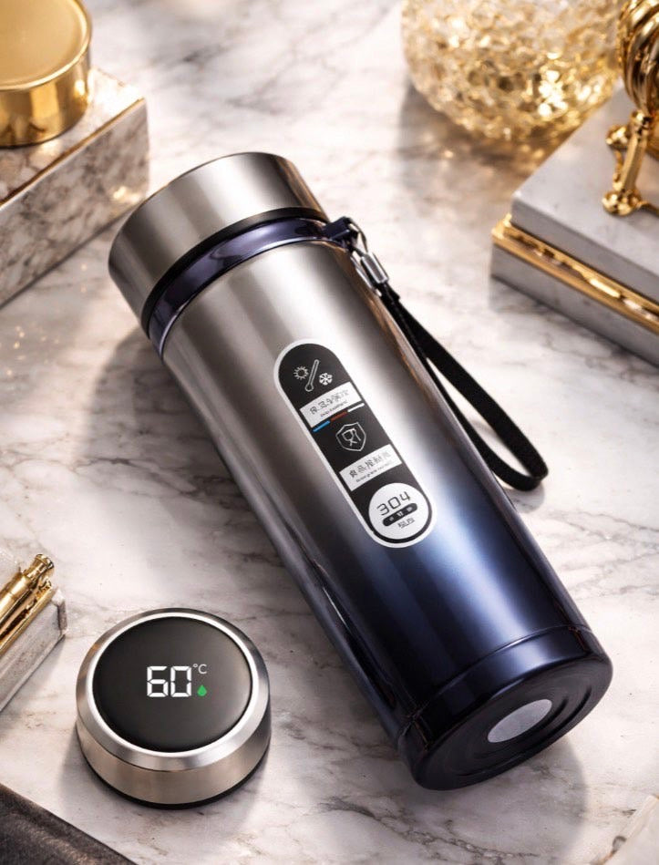 Thermos Sus304 bouteille d'eau de thé 500ML-1Liter flacon sous vide en acier inoxydable tasses portables bouteille avec affichage de la température LED