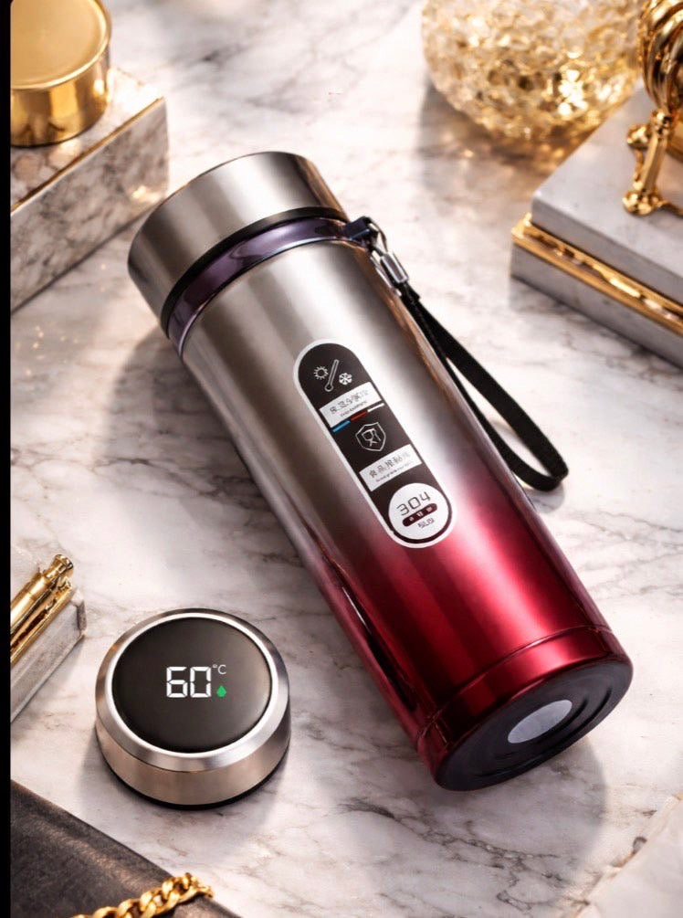 Thermos Sus304 bouteille d'eau de thé 500ML-1Liter flacon sous vide en acier inoxydable tasses portables bouteille avec affichage de la température LED