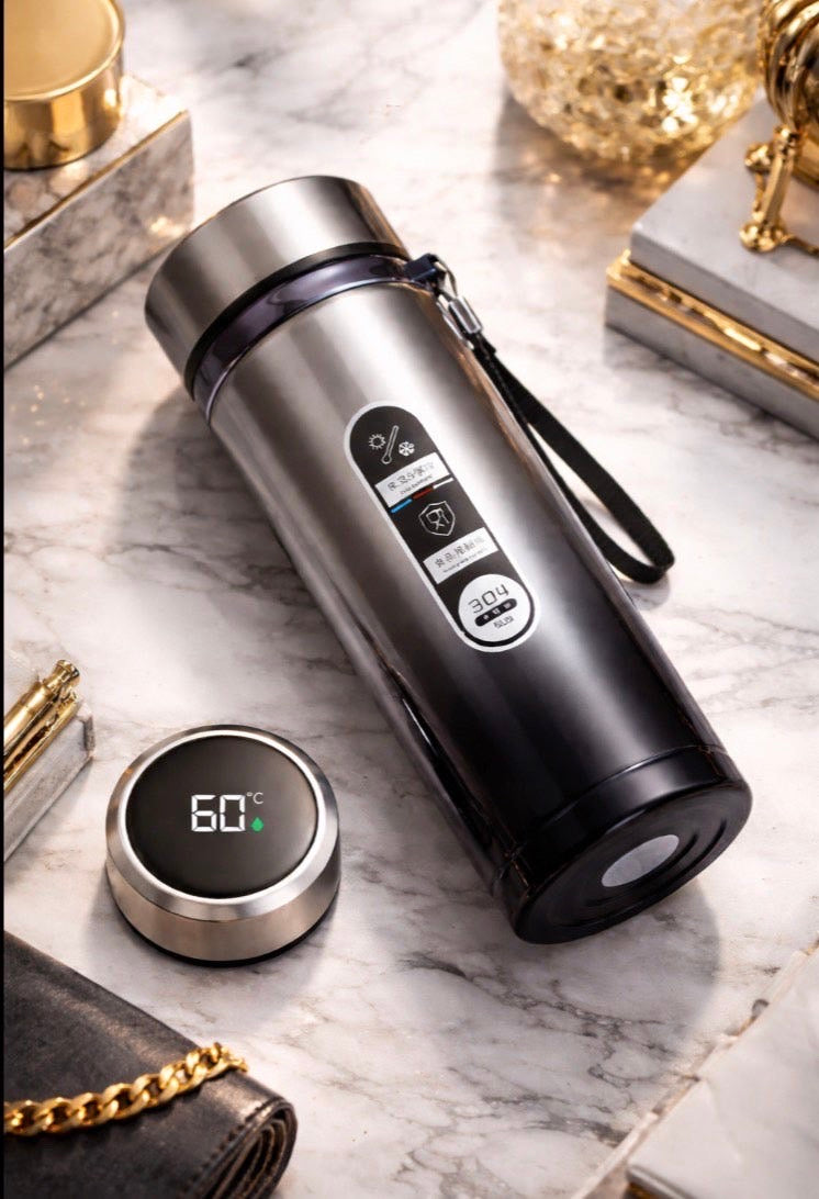 Thermos Sus304 bouteille d'eau de thé 500ML-1Liter flacon sous vide en acier inoxydable tasses portables bouteille avec affichage de la température LED