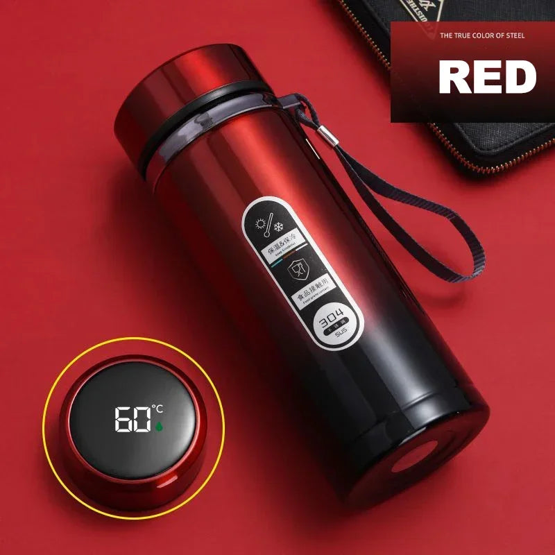 Thermos Sus304 bouteille d'eau de thé 500ML-1Liter flacon sous vide en acier inoxydable tasses portables bouteille avec affichage de la température LED