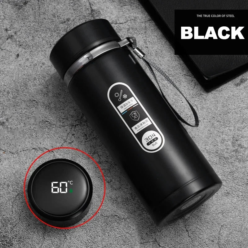 Thermos Sus304 bouteille d'eau de thé 500ML-1Liter flacon sous vide en acier inoxydable tasses portables bouteille avec affichage de la température LED