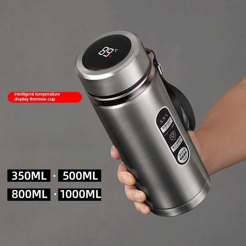 Thermos Sus304 bouteille d'eau de thé 500ML-1Liter flacon sous vide en acier inoxydable tasses portables bouteille avec affichage de la température LED