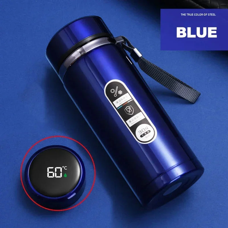 Thermos Sus304 bouteille d'eau de thé 500ML-1Liter flacon sous vide en acier inoxydable tasses portables bouteille avec affichage de la température LED